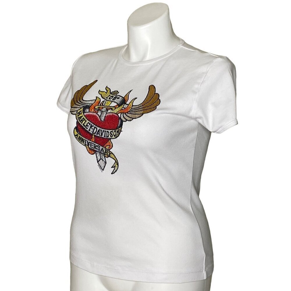 Harley Davidson White Anniversary T-Shirt, Doc's Harley St. Louis Women's XL - Picture 7 of 10